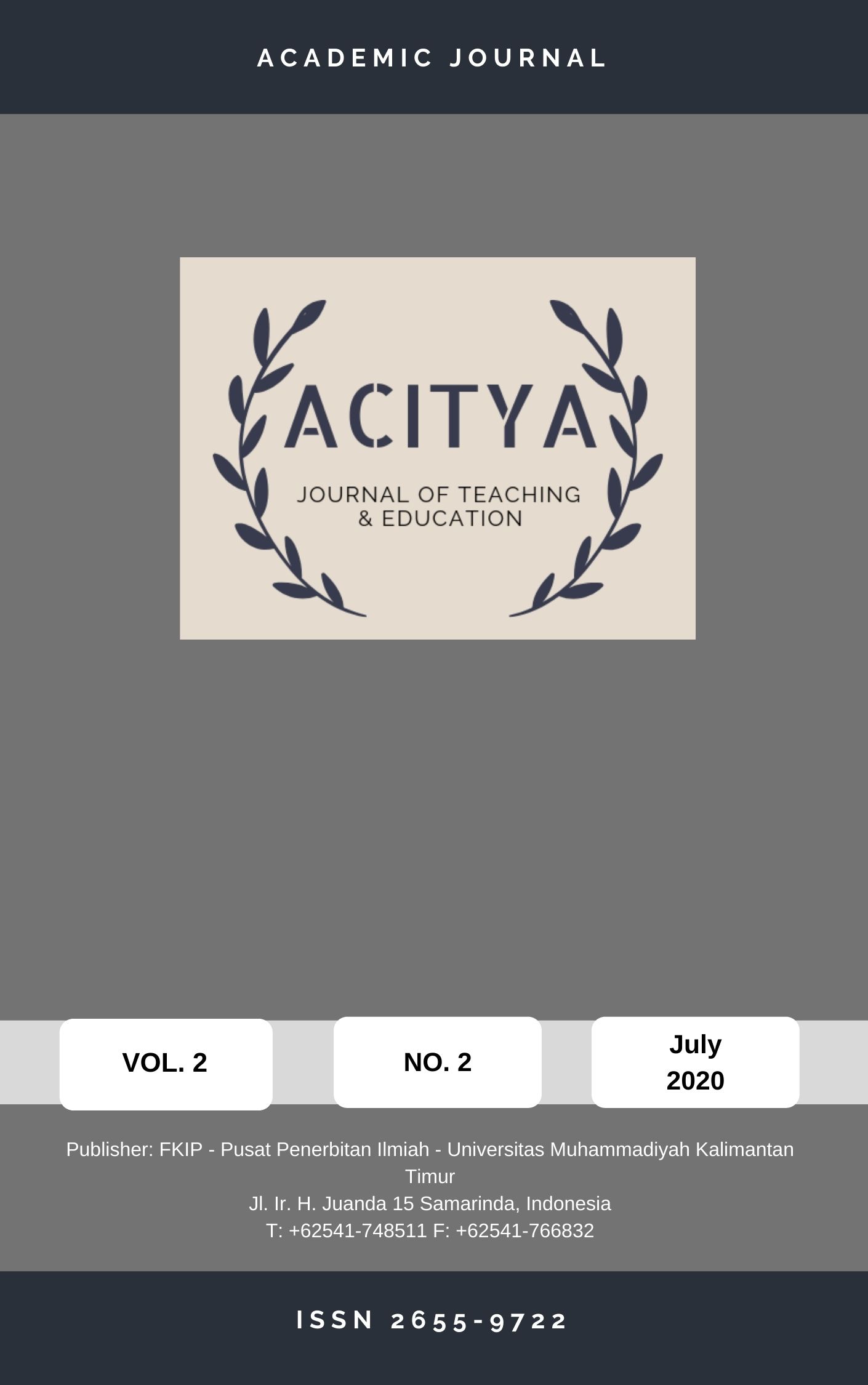 					View Vol. 2 No. 2 (2020): Acitya: Journal of Teaching and Education
				