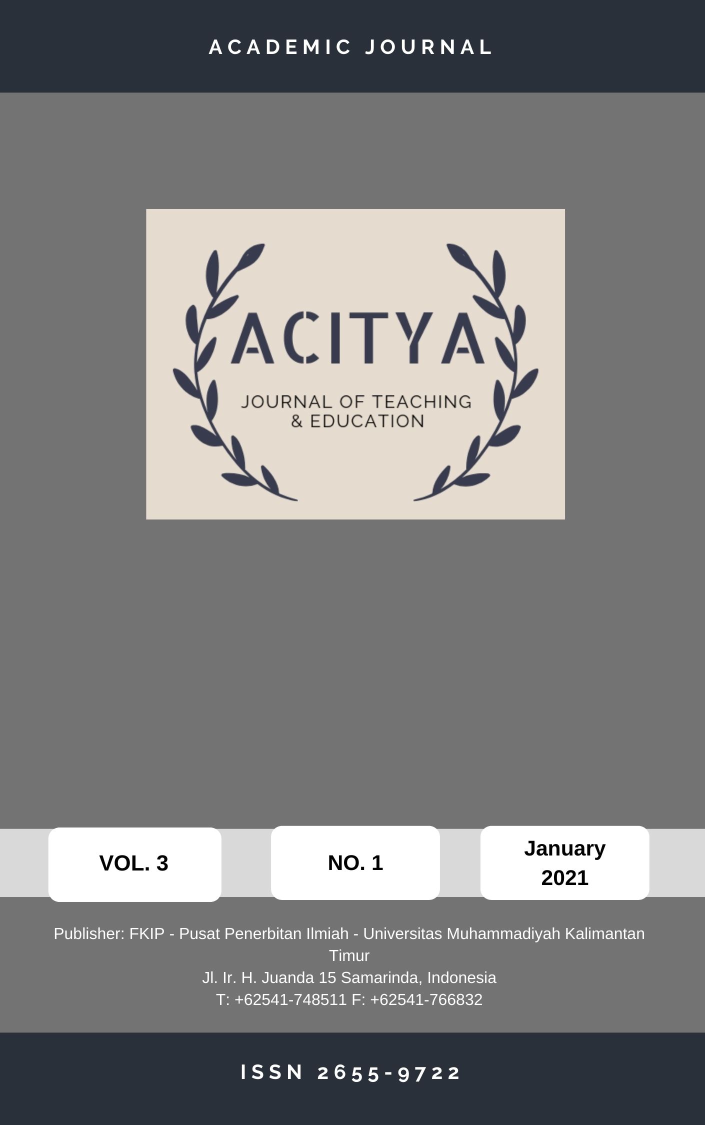 					View Vol. 3 No. 1 (2021): Acitya: Journal of Teaching and Education
				