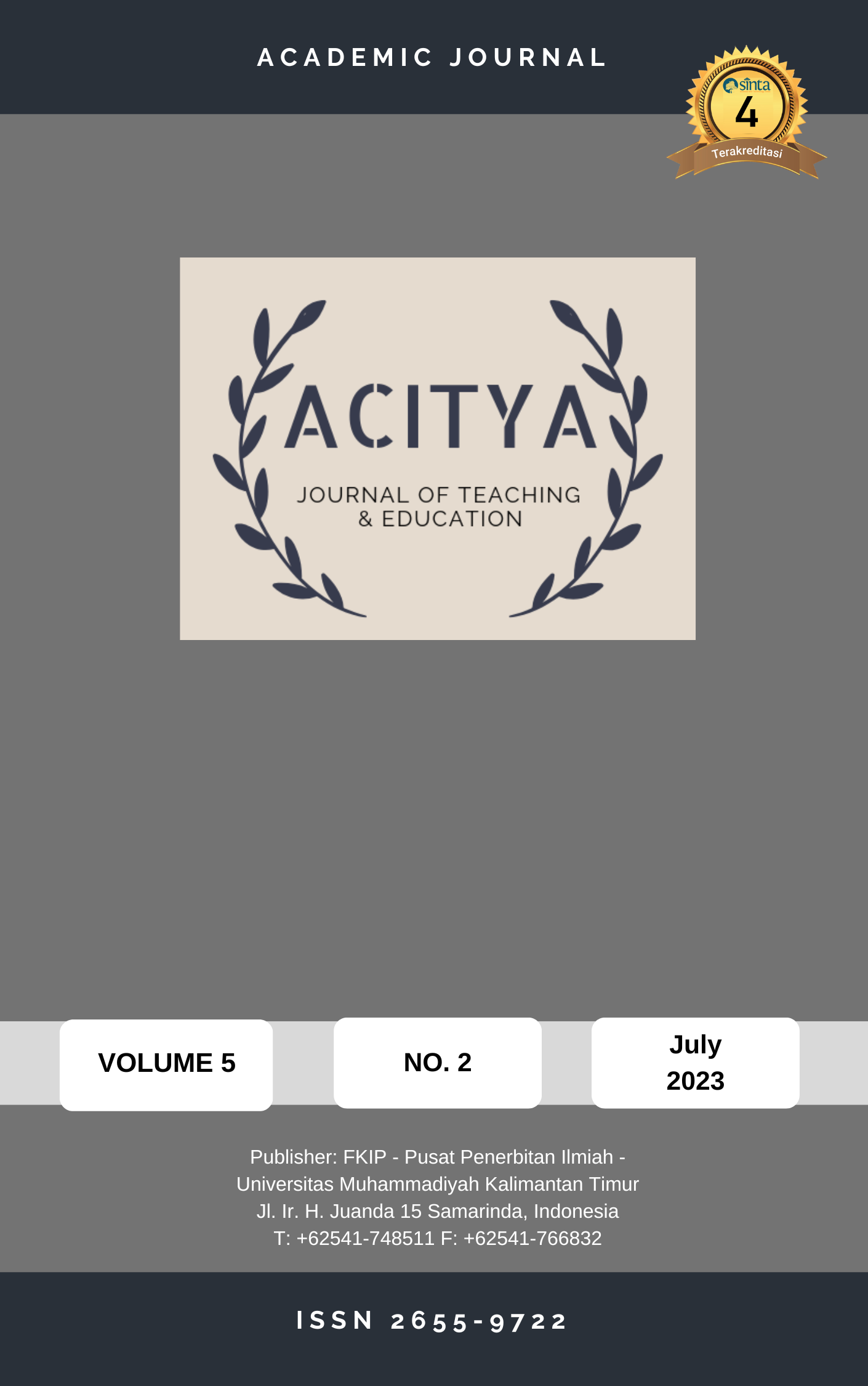 					View Vol. 5 No. 2 (2023): Acitya: Journal of Teaching and Education
				